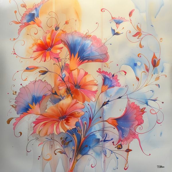 Aquarell einer Blume von Gelissen Artworks