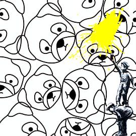 Banksy Homage - Drop the Pug - Yellow by Team W 32 Gallery