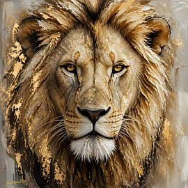 Crowned in Gold - Lion 2 by Johannas Art Creations
