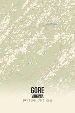 Vintage landkaart van Gore (Virginia), USA. van MijnStadsPoster