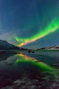 Aurora Northern Polar light dans le ciel de nuit sur le nord de la Norvège sur Sjoerd van der Wal Photographie