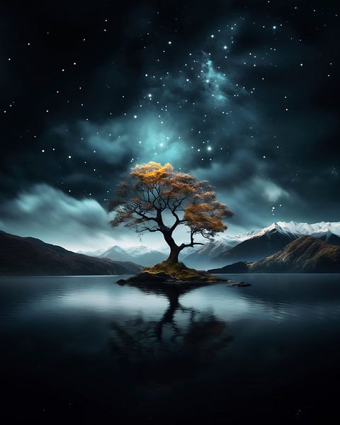 Baum im Nachthimmel von fernlichtsicht