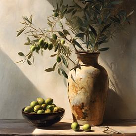 Stillleben mit Olivenzweig-Vase von IamHome Studio