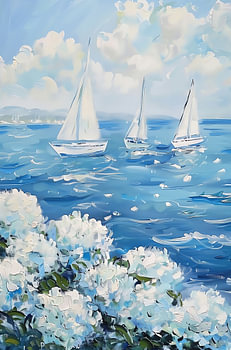 Sailboats on Open Water