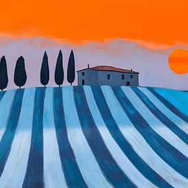 Red evening sun in Tuscany by ARTemberaubend
