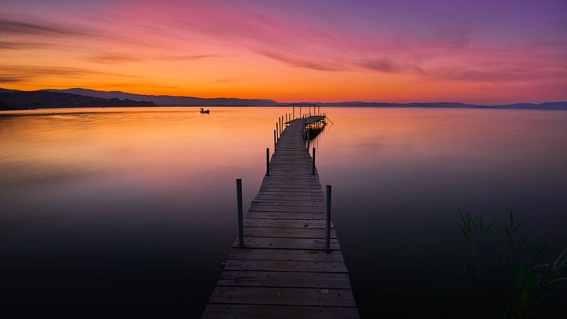 Lonely fisherman on Lake Trasimeno by Jenco van Zalk