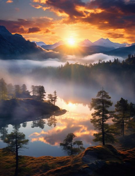 Herfst in de bergen van fernlichtsicht