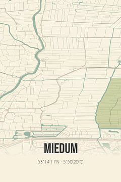Vintage landkaart van Miedum (Fryslan) van Rezona
