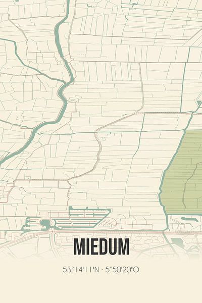 Alte Karte von Miedum (Fryslan) von Ortsdrucke