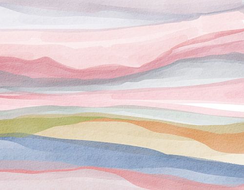Landschap in pastel en aquarel