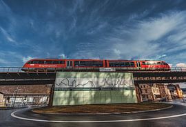 Erzgebirgsbahn crosses the Schwarzenbach Viaduct by Johnny Flash