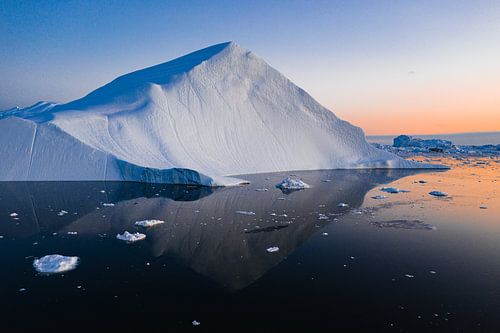Pyramid of ice at sunset in Greenland