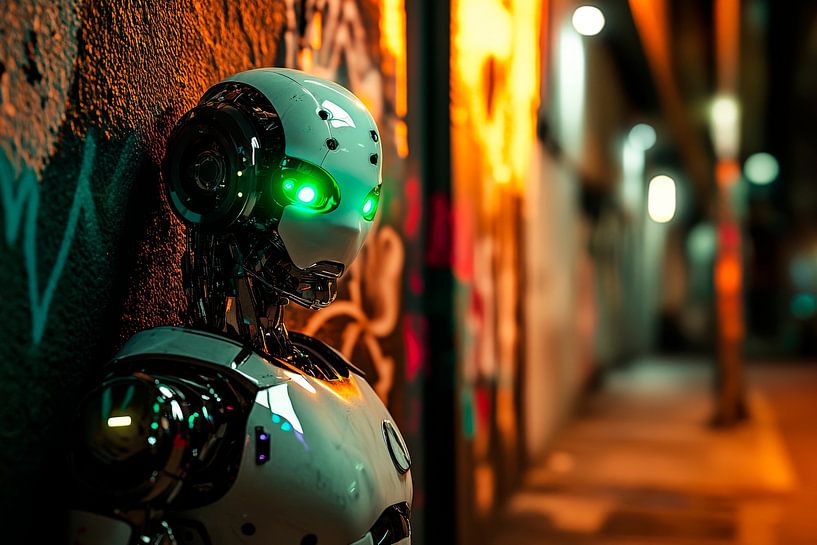 Robots in the city by Poster Art Shop