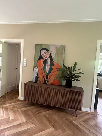 Trendy illustration in green and orange