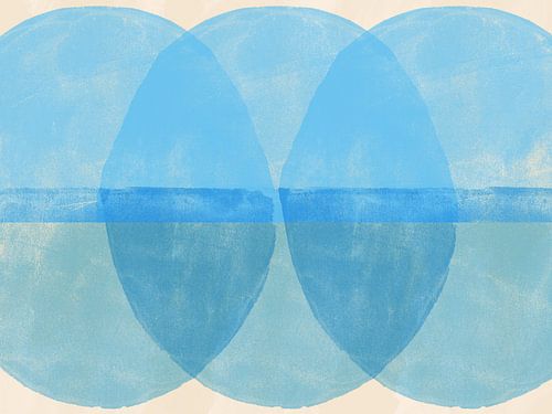 Drie ovalen. Abstract schilderij in pastelkleuren.