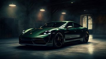 La Porsche Taycan verte sur PixelPrestige