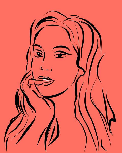 Line drawing portrait Living Coral by Lida Bruinen