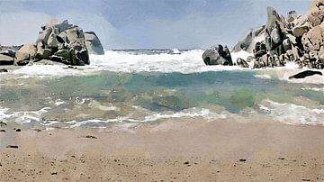 Küste mit Strand, Brandung und Felsen - Sardinien - Capo Testa - Digital Art von Dicky