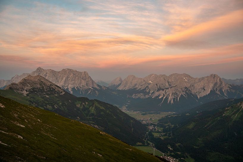 Sunrise over the Zugspitze and the Tyrolean Alps by Leo Schindzielorz