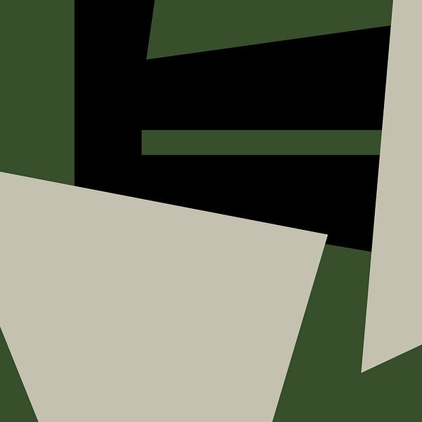 Geometric Green Black Abstract Shapes no. 3 by Dina Dankers