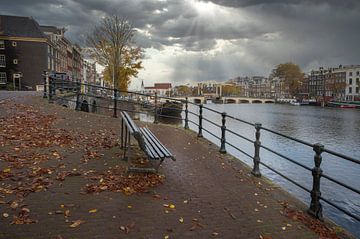 Zicht op de Magere brug in Amsterdam