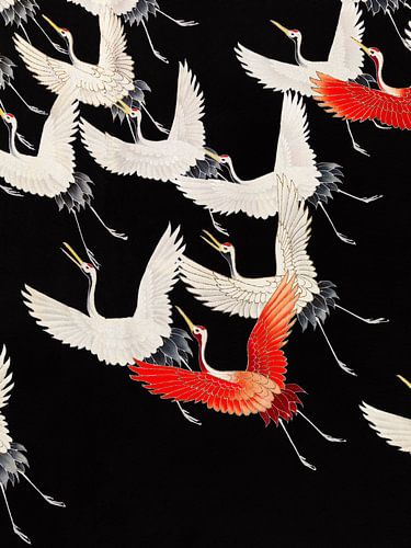 Furisode met een Myriade van vliegende kraanvogels