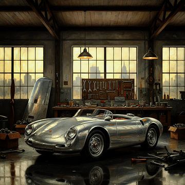 Porsche 550 Spyder classique en atelier sur Jan Keteleer