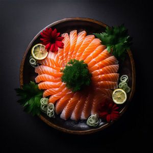 Sashimi vom Lachs - kulinarische Fotografie