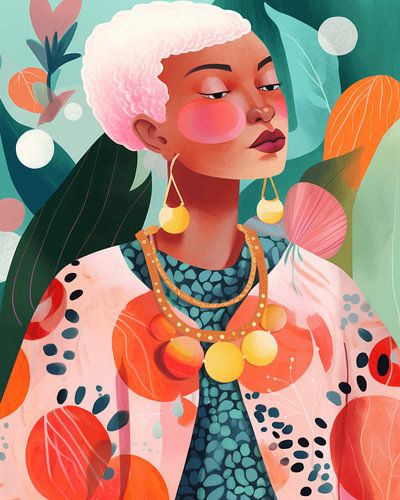 Modern geïllustreerd portret in vrolijke kleuren