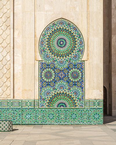 Close-up of the Hassan II mosque in Casablanca, Morocco.