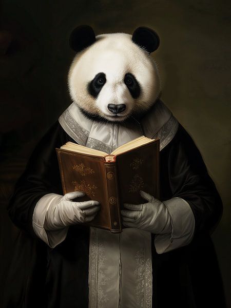 Panda reading a book by haroulita