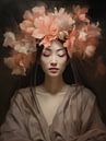 Portret Japanse Vrouw met Bloemen | Lotus van Mauve Design thumbnail