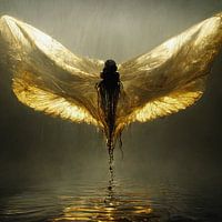 Golden water angel rising from the mud