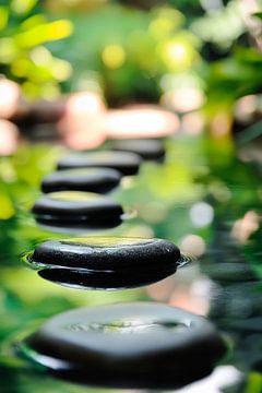Waterdruppels en stenen - natuurlijke harmonie van Poster Art Shop