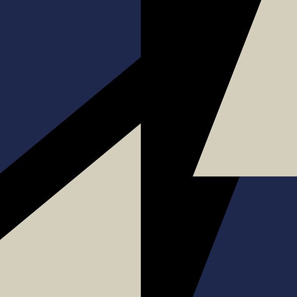 Abstract Geometric Shapes in Blue, Black, White no. 10 by Dina Dankers