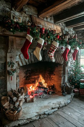 Kerstsfeer open haard