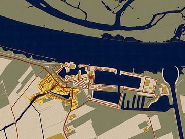 Kaart van Drimmelen in de stijl van Gustav Klimt van Maporia
