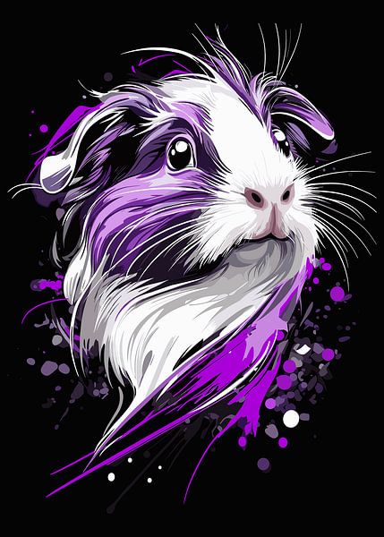 Kleurrijke cavia op donkere achtergrond van Pixelbull Design