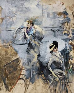 Giovanni Boldini - Waschfrau Und Eine Junge Brünette An Der Seine, Paris