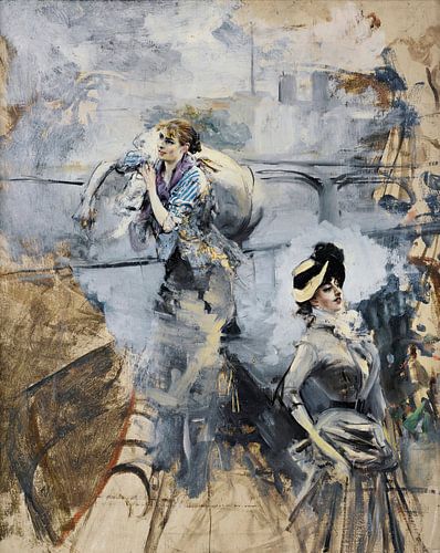 Giovanni Boldini - Wasvrouw en een jonge brunette aan de Seine, Parijs
