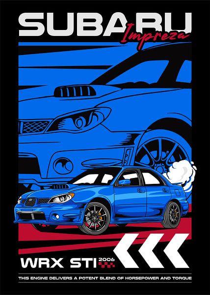 Subaru Impreza WRX STI JDM Car by Adam Khabibi on canvas, poster