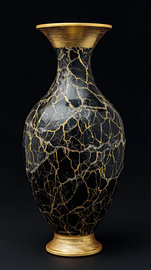 Luxuriöse Marmorvase in Gold-Schwarz von TheXclusive Art