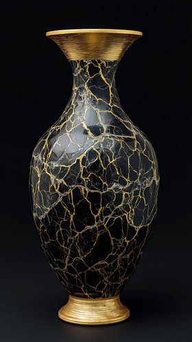 Luxe marmeren vaas goud-zwart