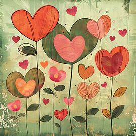 Heart flowers by Poster Art Shop