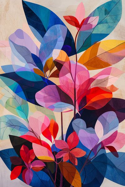 Geometrische bloemen Moderne muurschildering voor natuur- en kunstliefhebbers van Poster Art Shop