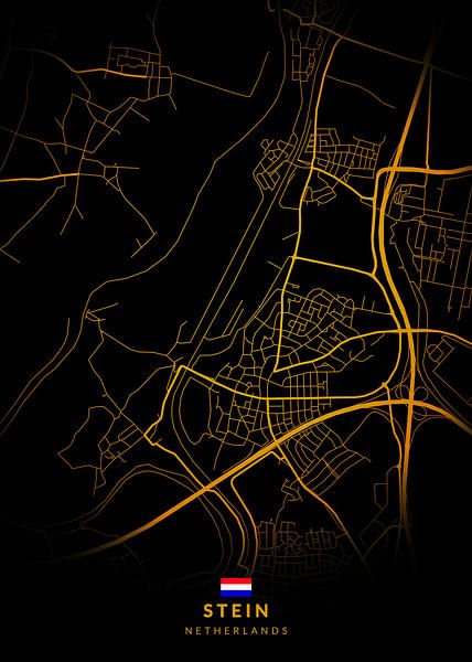 Stein City Map Modern Black Gold by Kenda Maruyama