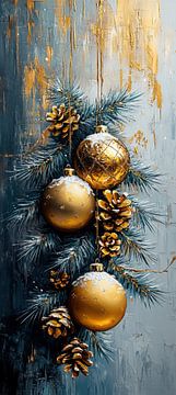 Kerstballen | Glanzende Kerstdecoratie Stilleven van Kunst Kriebels