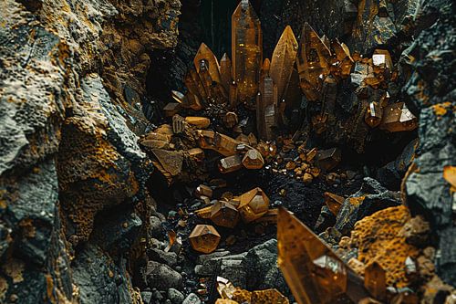 Abstracte Kristallen op Rotsen