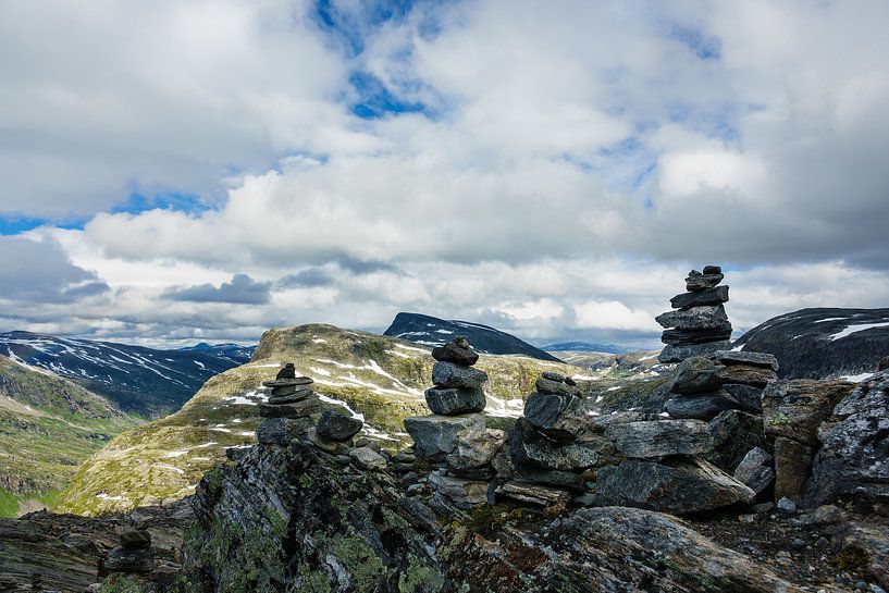 Blick vom Berg Dalsnibba in Norwegen van Rico Ködder