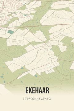 Vintage landkaart van Ekehaar (Drenthe) van Rezona